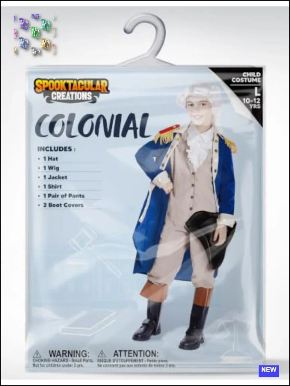 Kids Colonial Historical Costume with Wig and Hat for Boys Halloween Dress Up